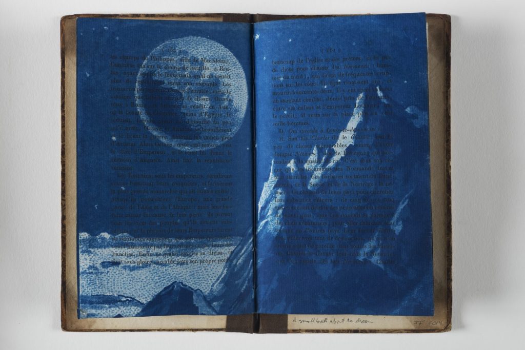 Jesseca Ferguson A small book about the moon, 2014 Gum bichromate, cyanotype, 19th-century book pages and book boards