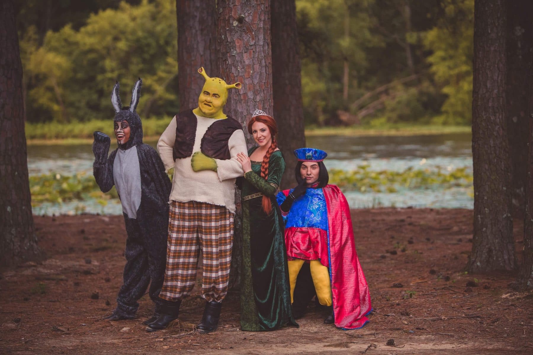 Pictured in RCT Shrek 1 (left to right): Adeeja Rochele' (Little Rock) as Donkey, Joshua Steen (Corinth, MS) as Shrek, Cesiley Trevino (Little Rock) as Princess Fiona, and Daniel Cathers (Conway) as Lord Farquaad