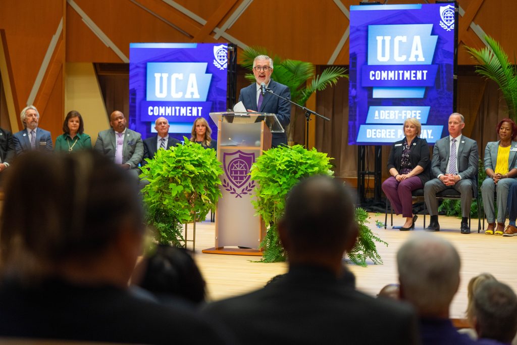 UCA President Houston Davis makes an announcement about UCA Commitment.